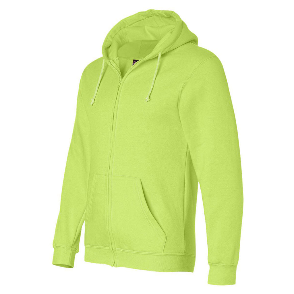 Bayside Men's Lime Green USA-Made Full Zip Hooded Sweatshirt