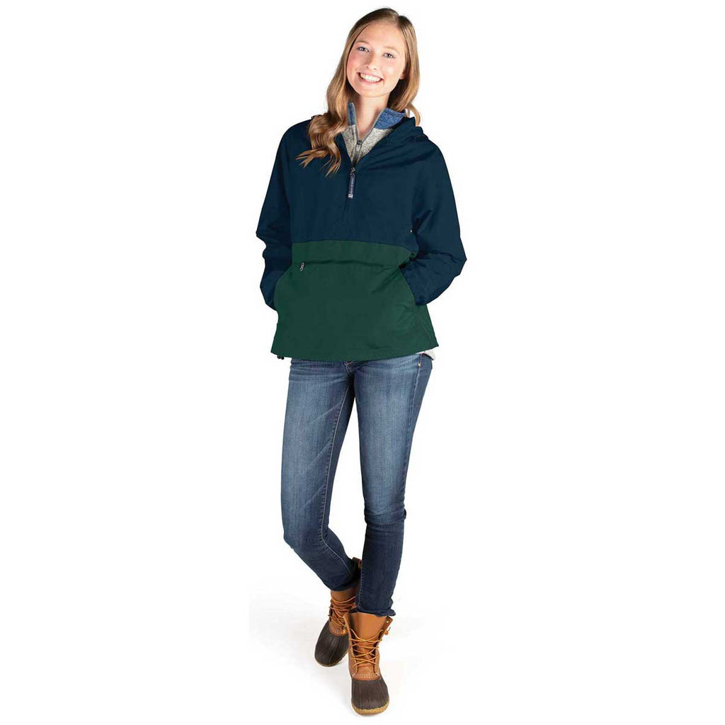 Charles River Unisex Navy/Forest Color Blocked Pack-N-Go Pullover