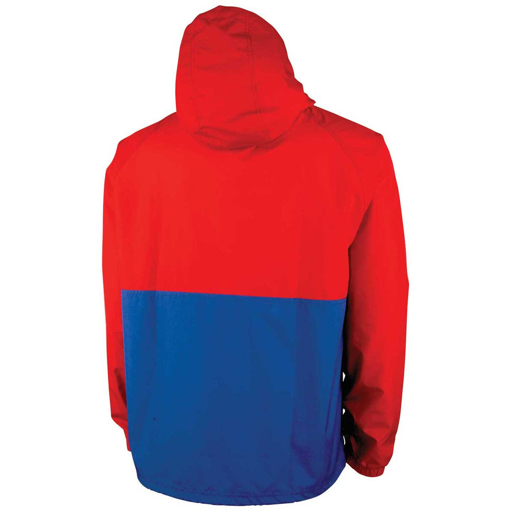 Charles River Unisex Red/Royal Color Blocked Pack-N-Go Pullover
