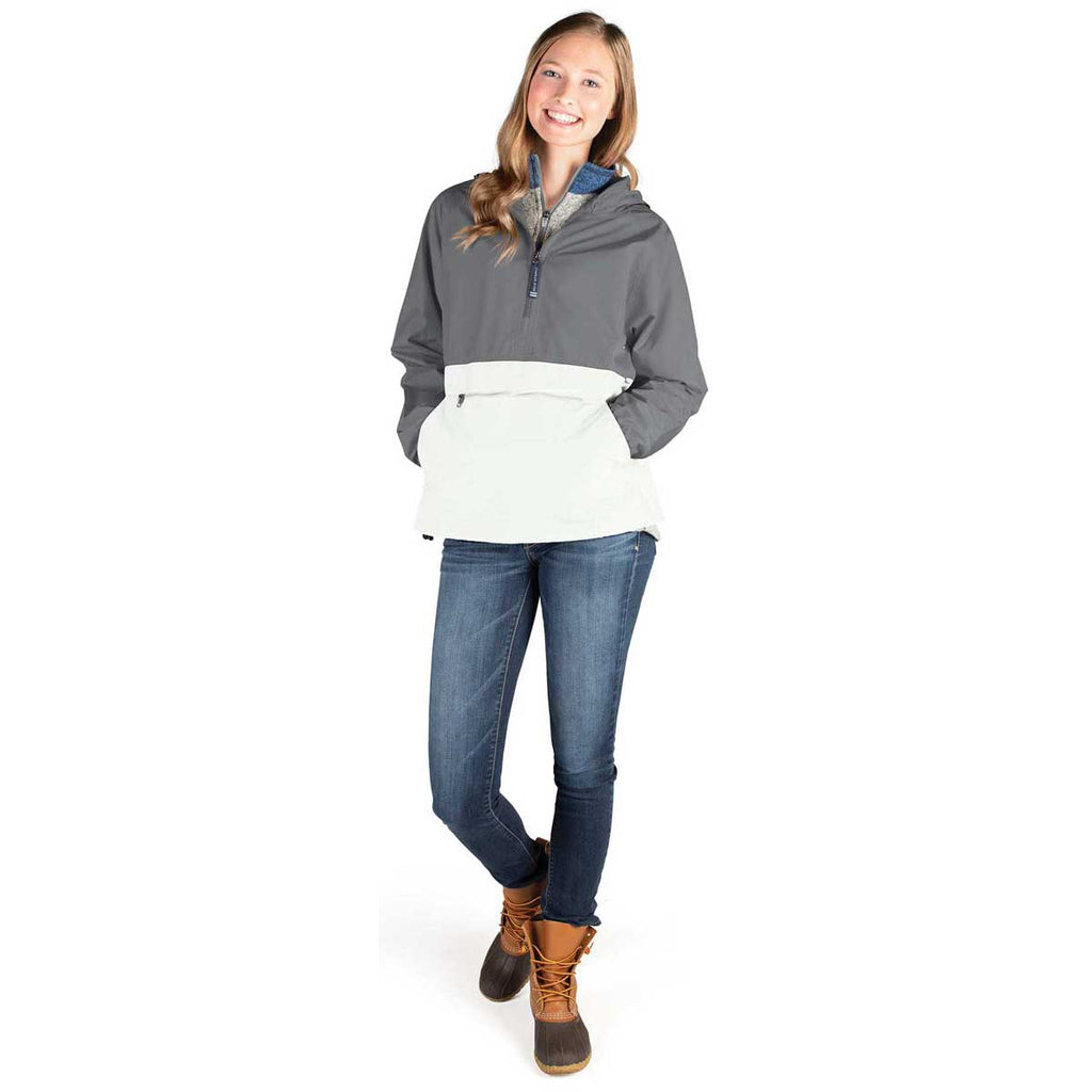 Charles River Unisex Grey/White Color Blocked Pack-N-Go Pullover