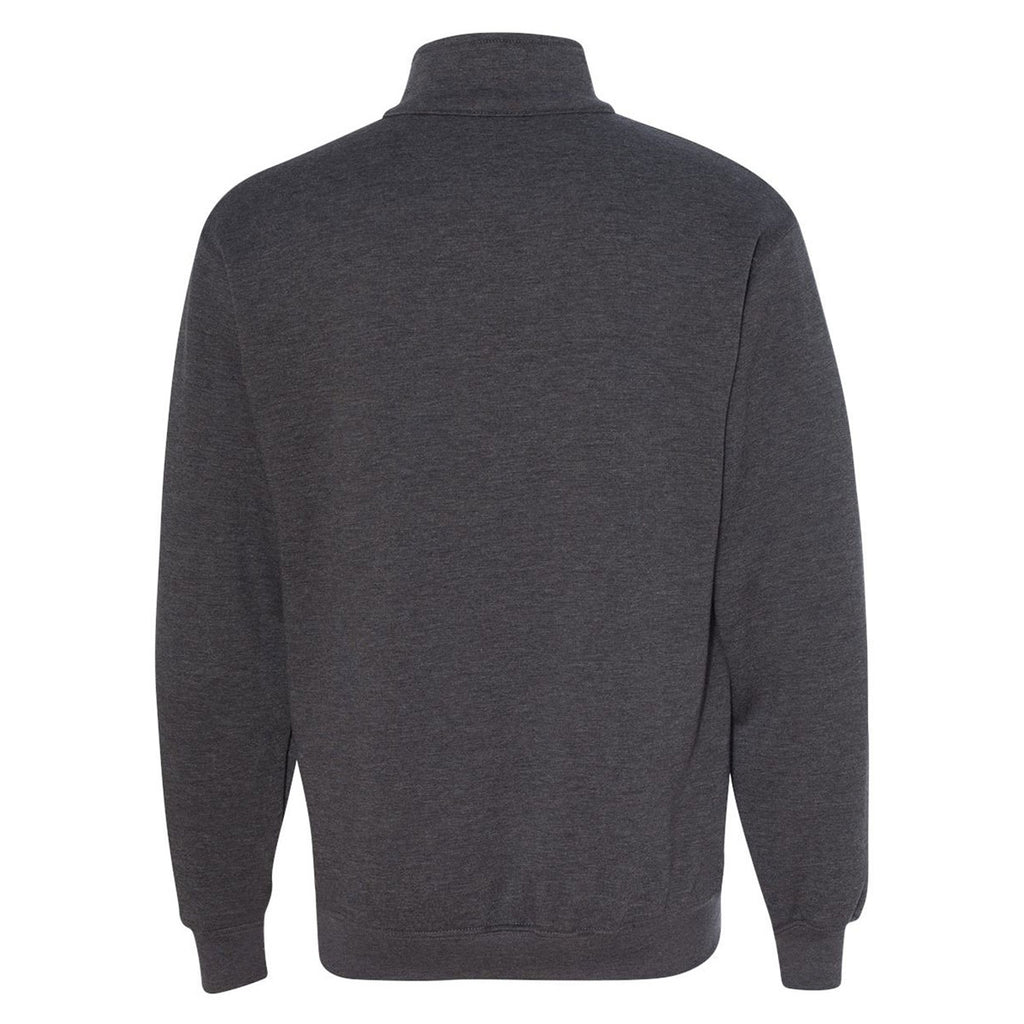 Bayside Men's Charcoal Heather USA-Made Quarter Zip Pullover Sweatshirt