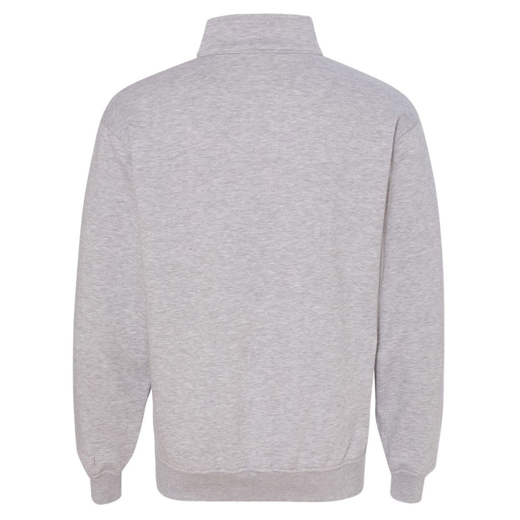 Bayside Men's Dark Ash USA-Made Quarter Zip Pullover Sweatshirt