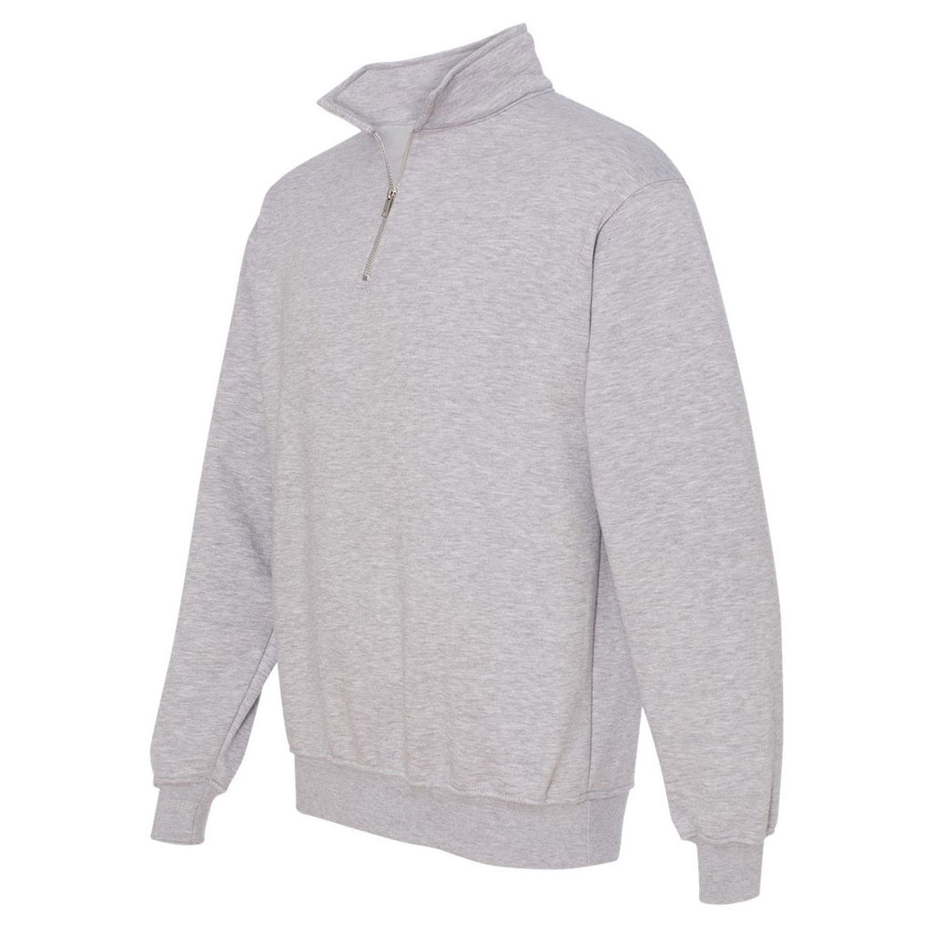 Bayside Men's Dark Ash USA-Made Quarter Zip Pullover Sweatshirt