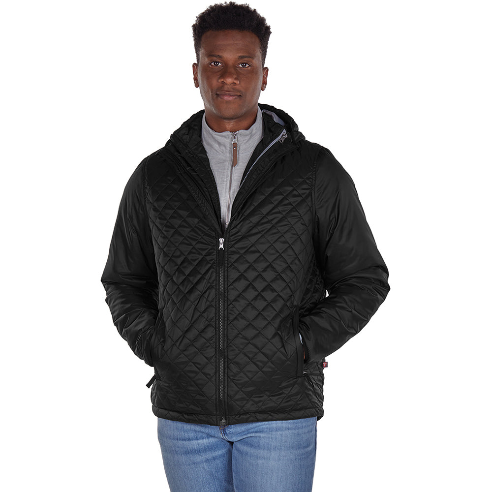 Charles River Men's Black Lithium Quilted Hooded Jacket