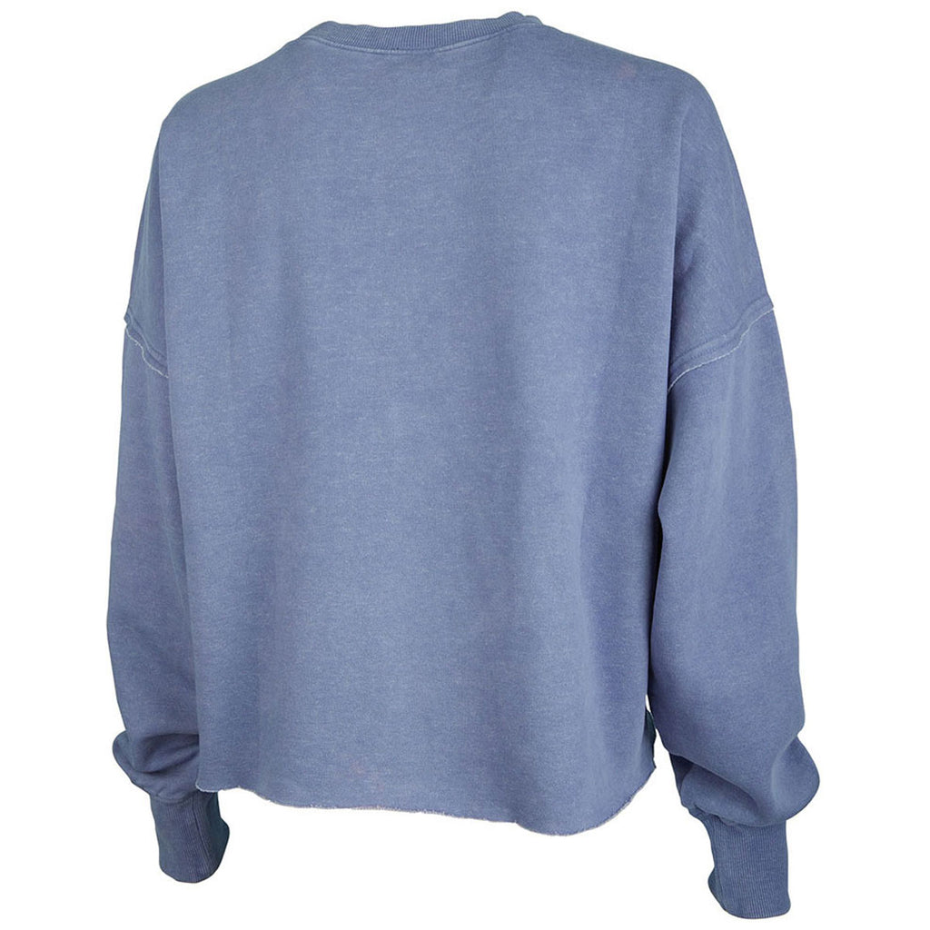 Charles River Women's Washed Blue Clifton Distressed Boxy Sweatshirt