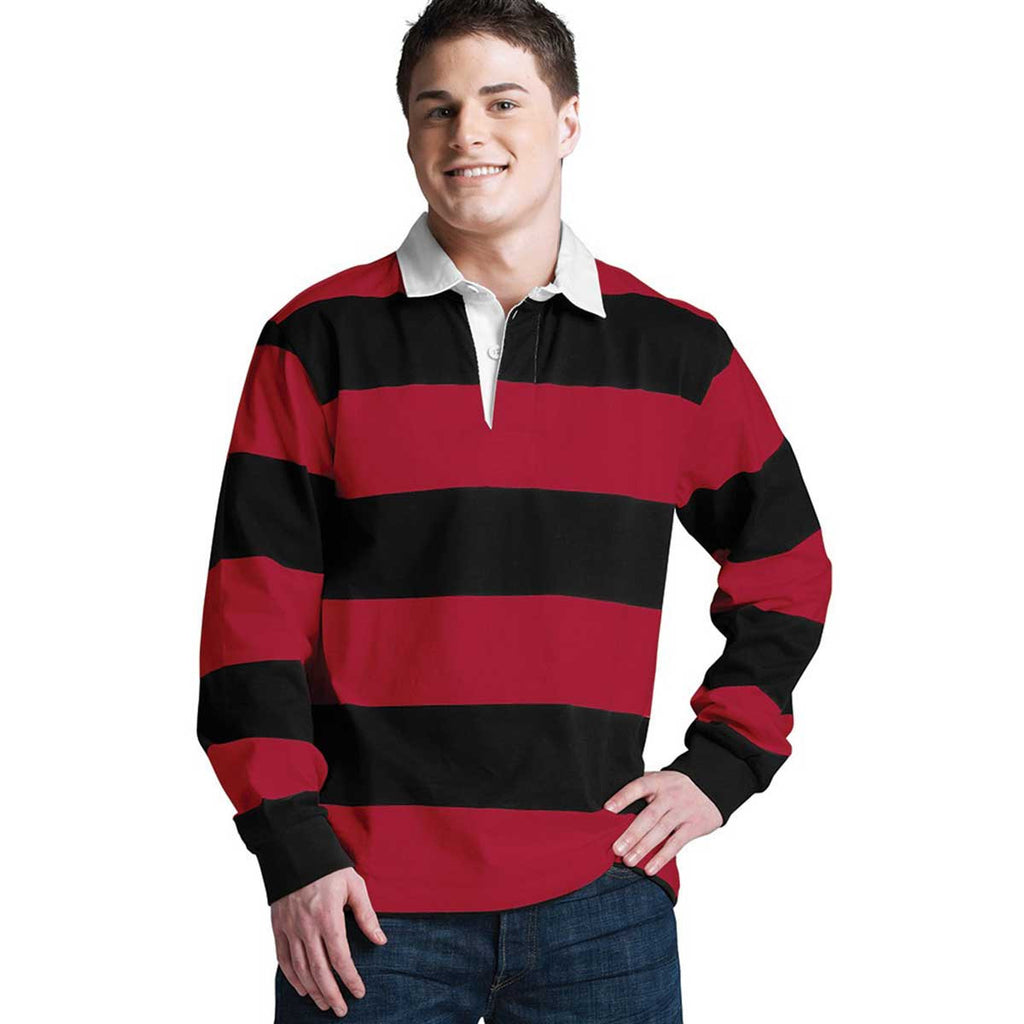 Charles River Men's Black/Red Classic Rugby Shirt