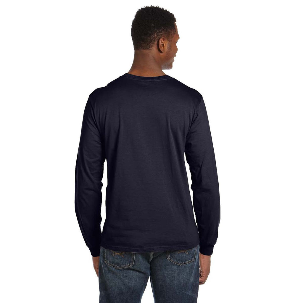 Anvil Men's Navy Lightweight Long-Sleeve T-Shirt