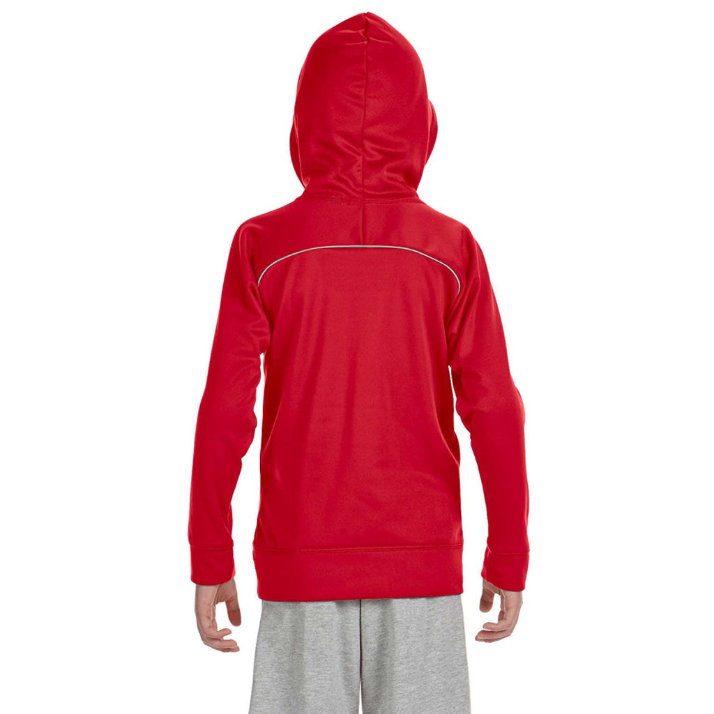 Russell Athletic Youth True Red/Steel Tech Fleece Pullover Hood