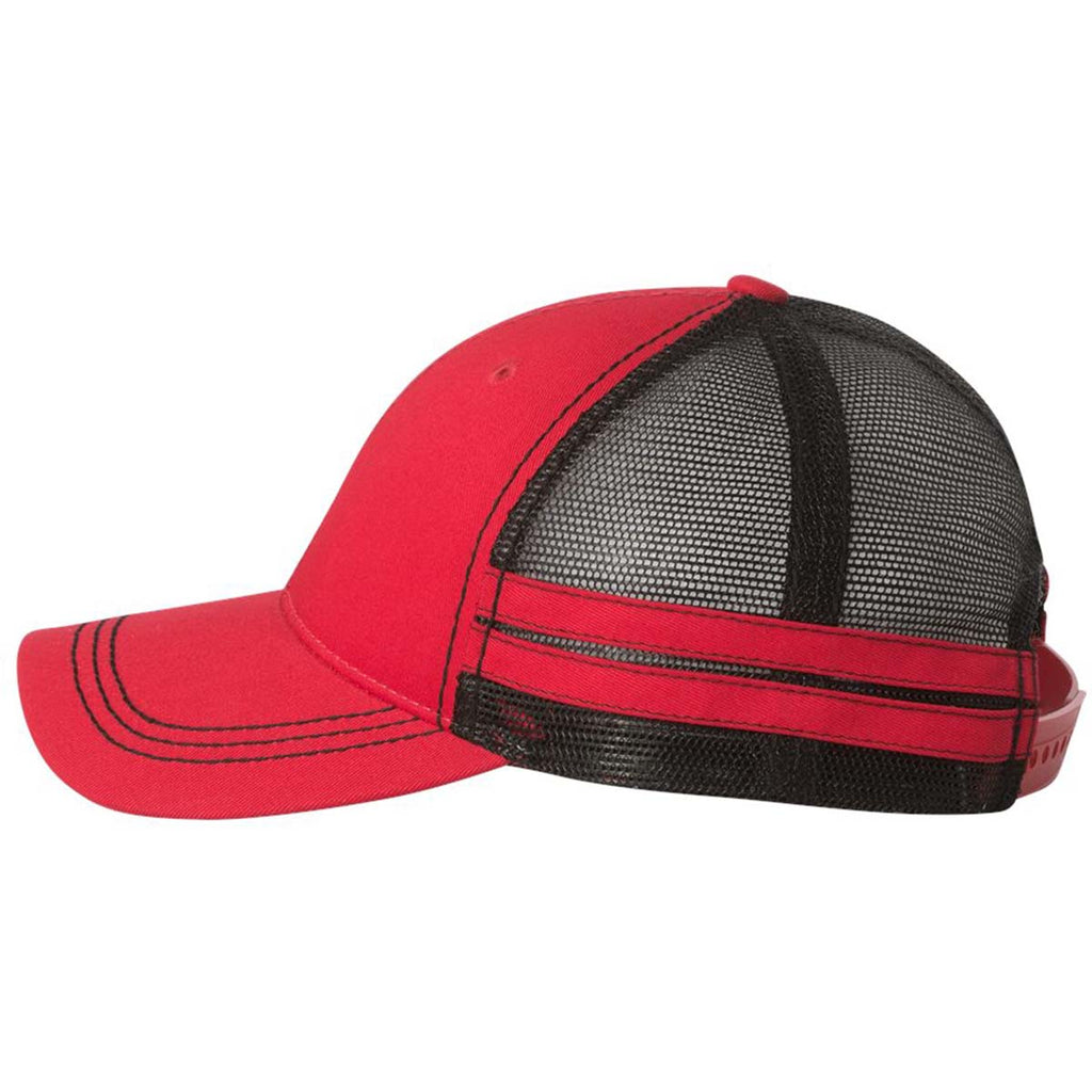 Sportsman Red/Black Trucker Cap with Stripes