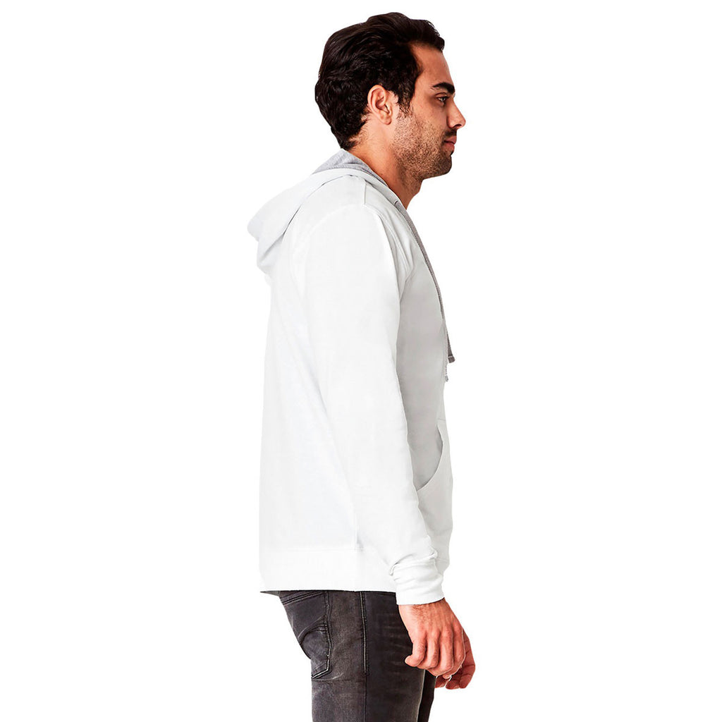 Next Level White/Heather Grey Adult French Terry Zip Hoody