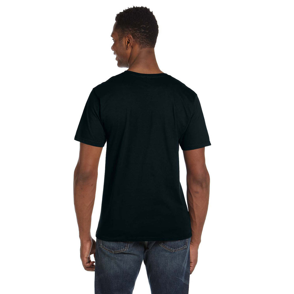 Anvil Men's Black Lightweight V-Neck T-Shirt