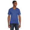Anvil Men's Heather Blue Lightweight V-Neck T-Shirt