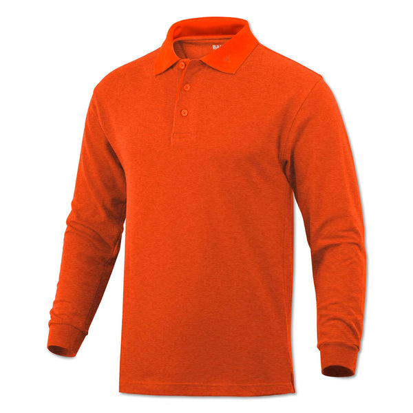 BAW Men's Orange Classic Long Sleeve Pique Polo