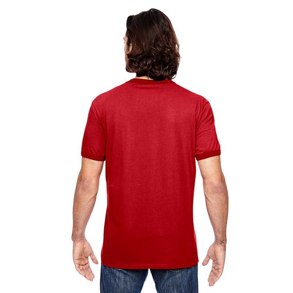 Anvil Men's Heather Red/Red Lightweight Ringer T-Shirt
