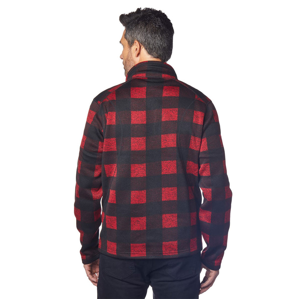 Landway Men's Red Woodland Full-Zip Sweater-Knit Fleece