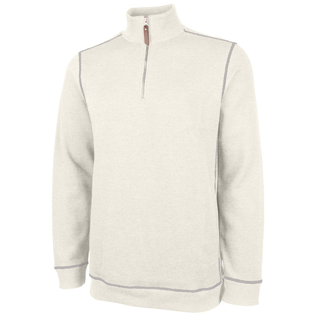 Charles River Men's Ivory Heather Conway Flatback Rib Pullover