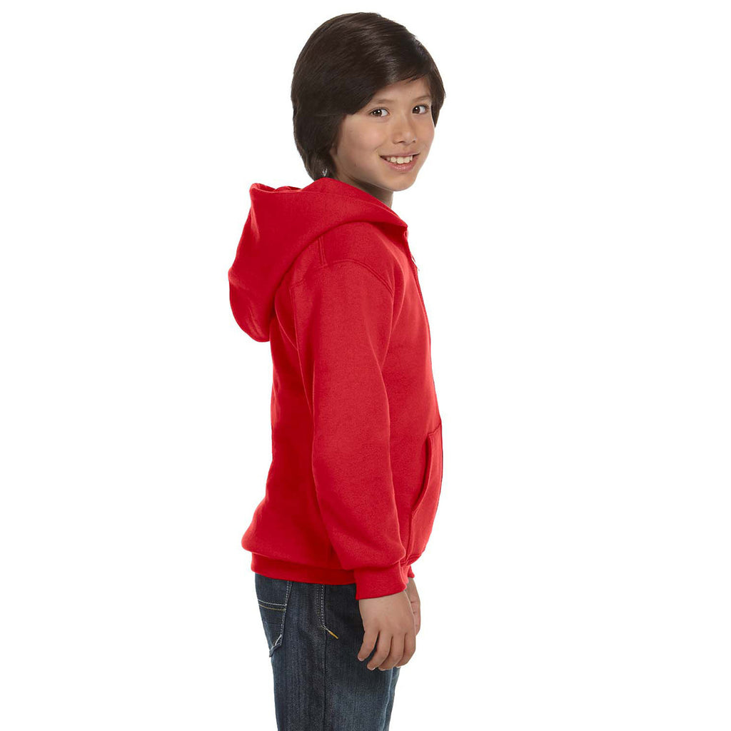 Russell Athletic Youth True Red Dri-Power Fleece Full-Zip Hood