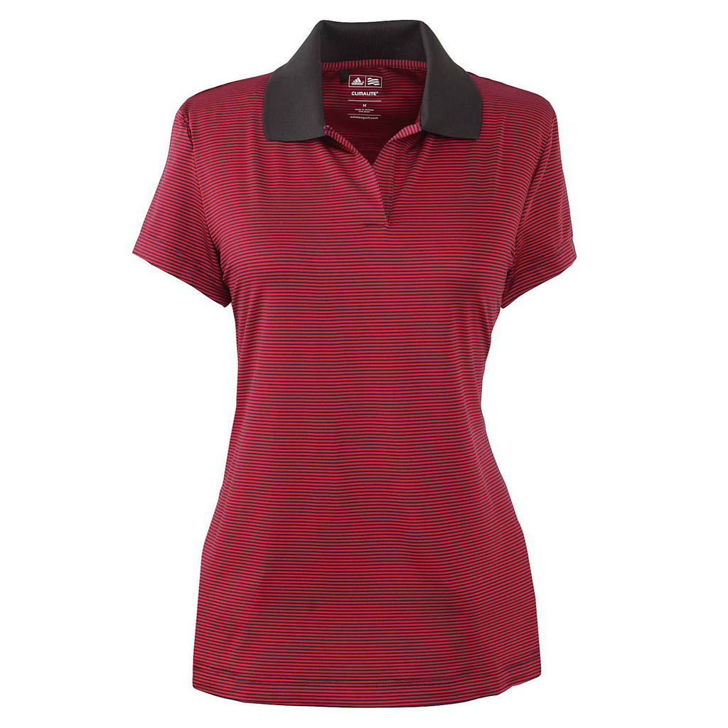 adidas Golf Women's ClimaLite Black/Red Classic Stripe S/S Polo