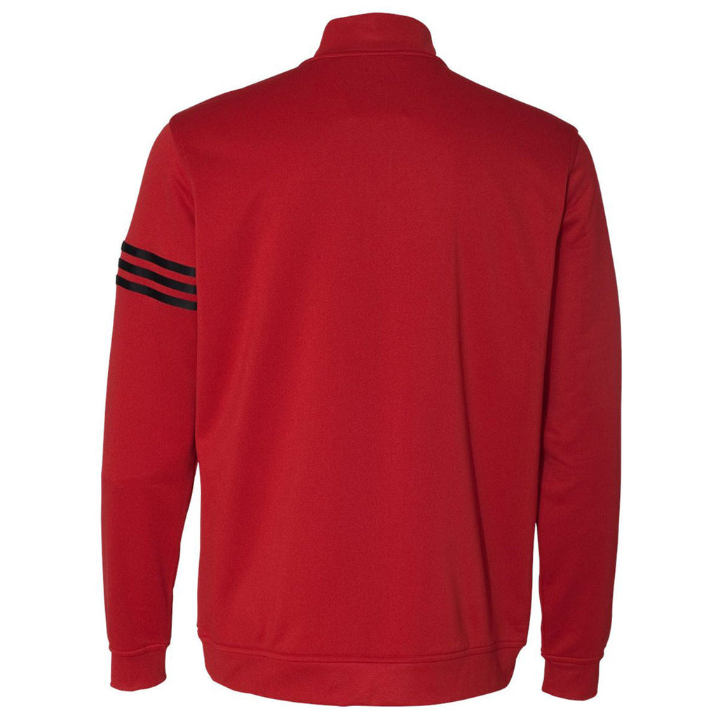 adidas Golf Men's Power Red/Black Climalite 3-Stripes French Terry Quarter-Zip Pullover