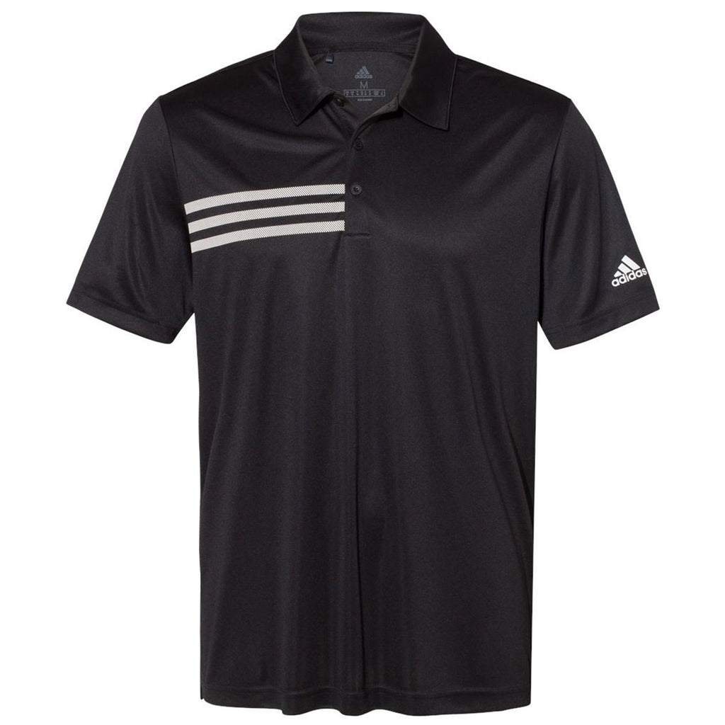 adidas Men's Black/White Stripe Chest Polo