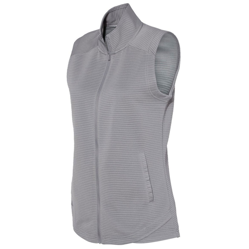 adidas Women's Grey Three Lifestyle Textured Full Zip Vest