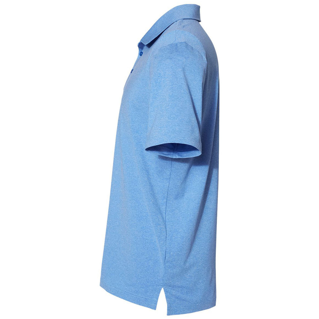 adidas Men's True Blue Heather/Grey Three Floating 3-Stripes Sport Shirt