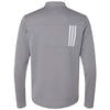 adidas Men's Grey Three/White 3-Stripes Double Knit Quarter-Zip Pullover