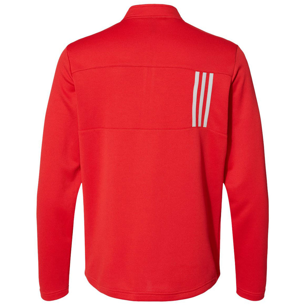 adidas Men's Team Collegiate Red/Grey Two 3-Stripes Double Knit Quarter-Zip Pullover