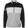 adidas Men's Black/Grey Three/Grey Three Heather 3-Stripes Competition Quarter-Zip Pullover