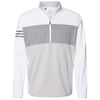 adidas Men's White/Grey Three Heather/Grey Three 3-Stripes Competition Quarter-Zip Pullover