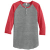 Alternative Apparel Men's Grey/True Red Eco-Jersey 3/4-Sleeve Raglan Henley