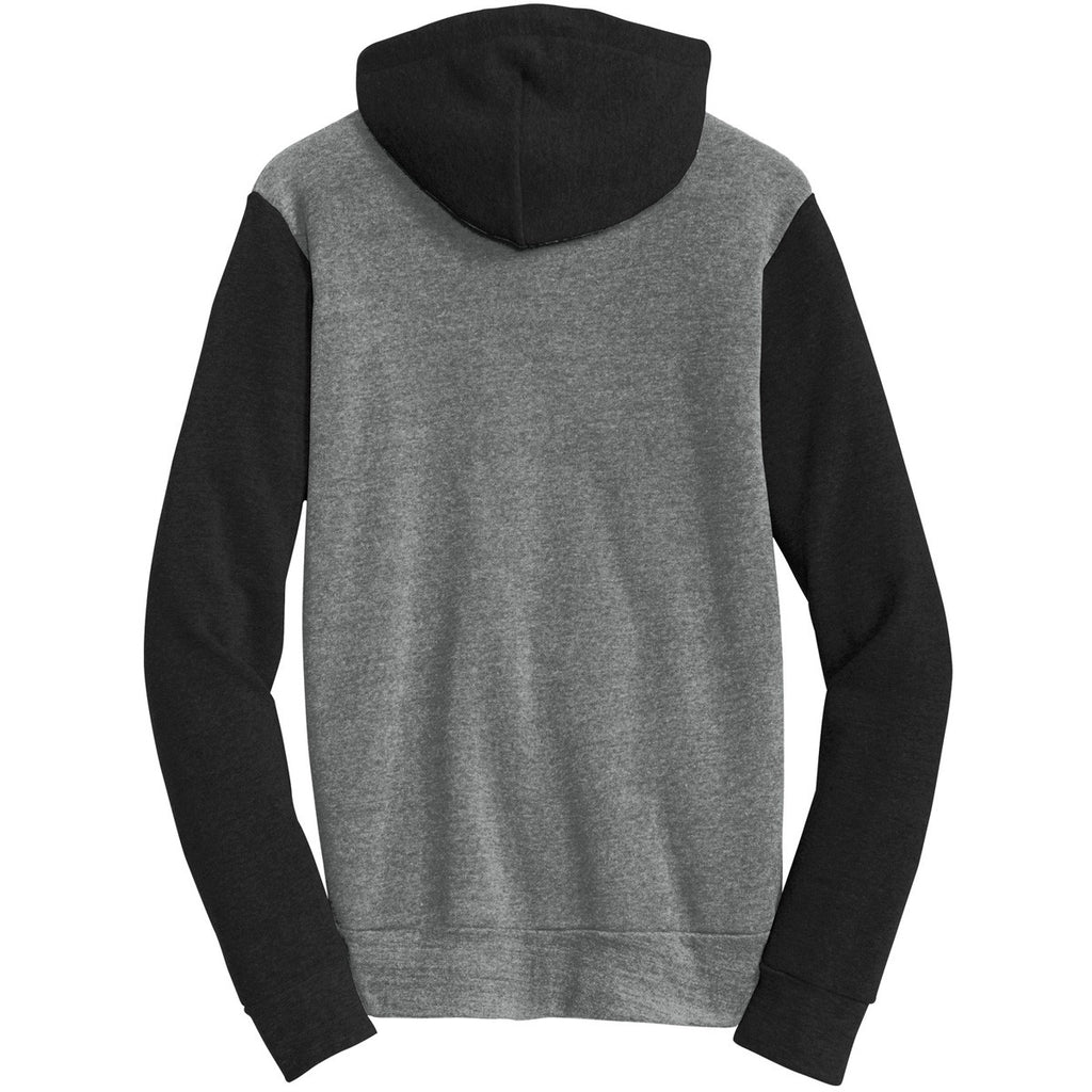 Alternative Apparel Men's Grey/True Black Colorblock Rocky Eco-Fleece Full Zip Hoodie