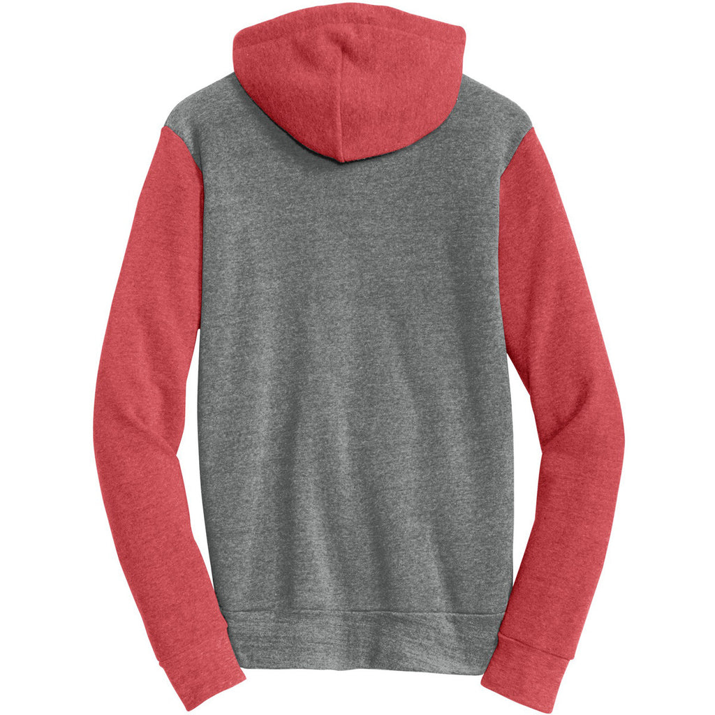 Alternative Men's Grey/True Red Colorblock Rocky Eco-Fleece Zip Hoodie