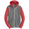 Alternative Apparel Men's Grey/True Red Colorblock Rocky Eco-Fleece Zip Hoodie