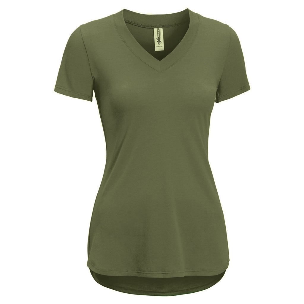 Expert Women's Military Green TriTec Deep V-Neck Tee