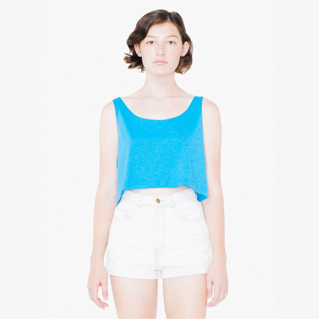 American Apparel Women's Neon Heather Blue Poly-Cotton Loose Crop Tank