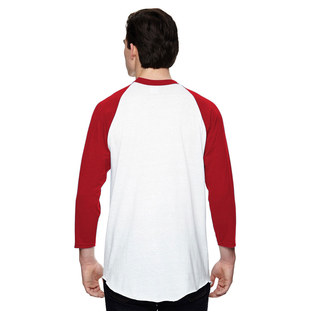 Augusta Sportswear Men's White/Red 3/4-Sleeve Baseball Jersey