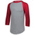 Augusta Sportswear Men's Athletic Heather/Red 3/4-Sleeve Baseball Jersey