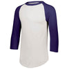 Augusta Sportswear Men's White/Purple 3/4-Sleeve Baseball Jersey