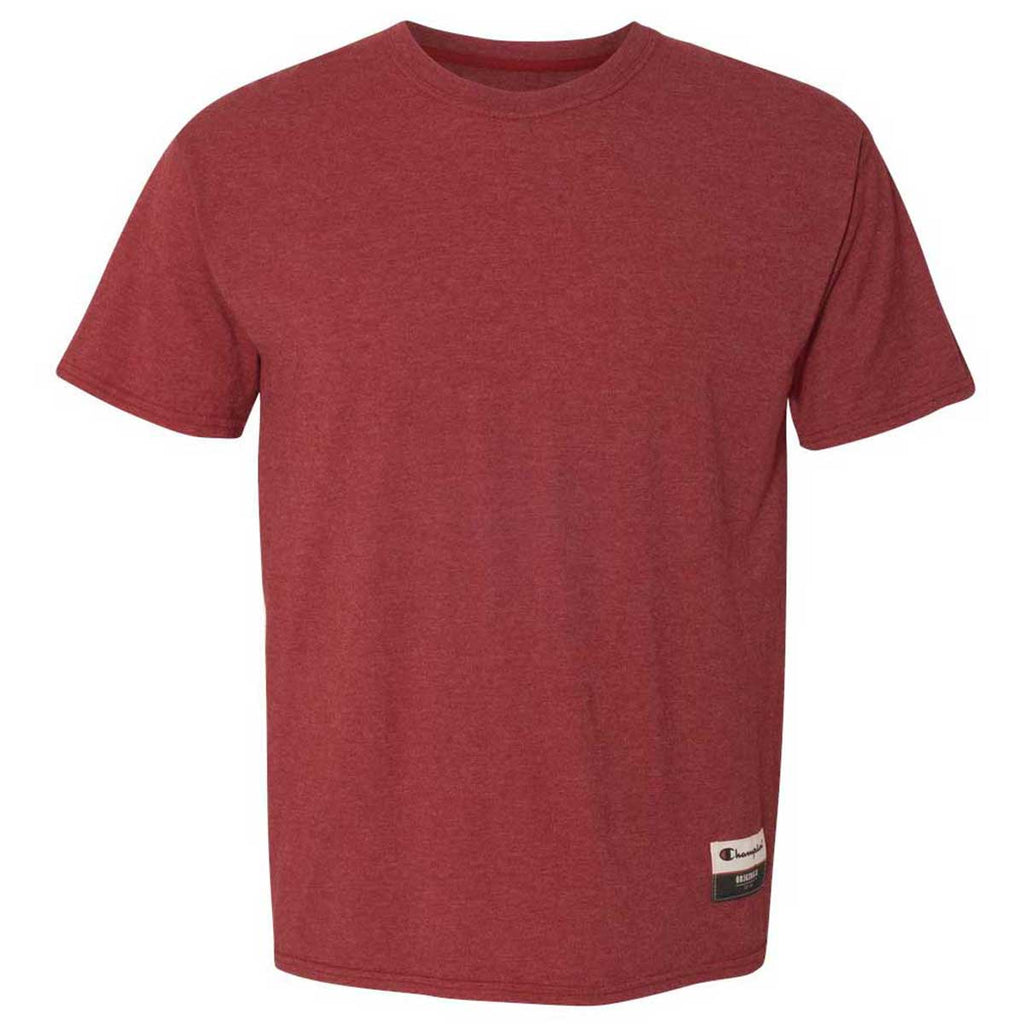 Champion Men's Carmine Red Heather Soft-Wash T-Shirt