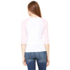 Bella + Canvas Women's White/Pink Stretch Rib 3/4-Sleeve Contrast Raglan T-Shirt