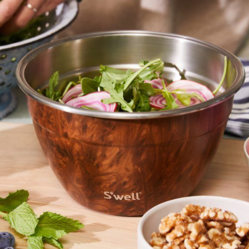 Shop S'well Teakwood Stainless Steel Reusable Salad Bowl Kit/64 oz.