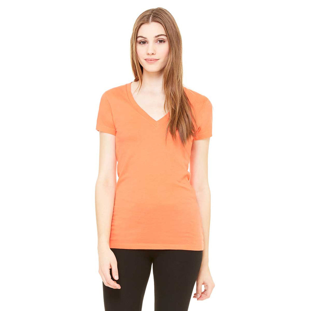 Bella + Canvas Women's Coral Jersey Short-Sleeve Deep V-Neck T-Shirt