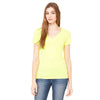 Bella + Canvas Women's Neon Yellow Jersey Short-Sleeve Deep V-Neck T-Shirt