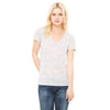 Bella + Canvas Women's White Marble Jersey Short-Sleeve Deep V-Neck T-Shirt