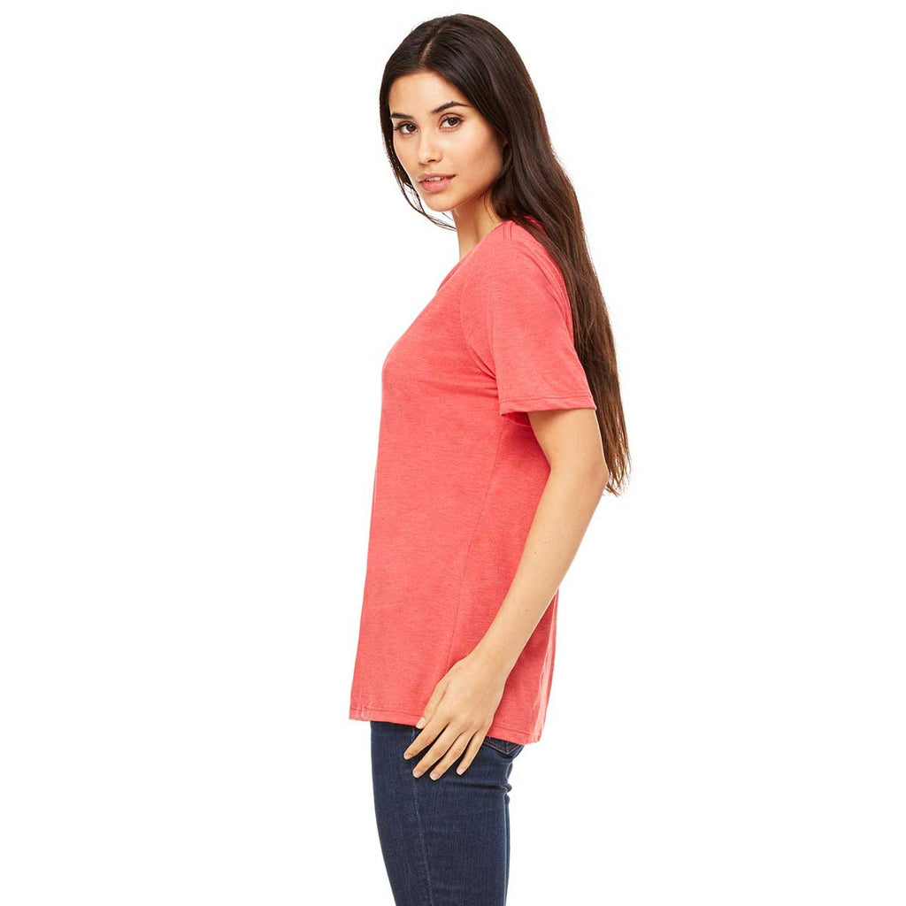Bella + Canvas Women's Red Triblend Relaxed Jersey Short-Sleeve T-Shir