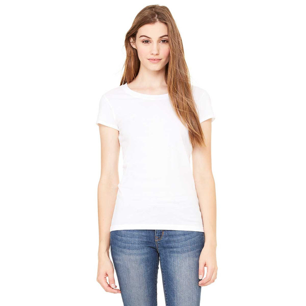 Bella + Canvas Women's White Sheer Jersey Short-Sleeve T-Shirt
