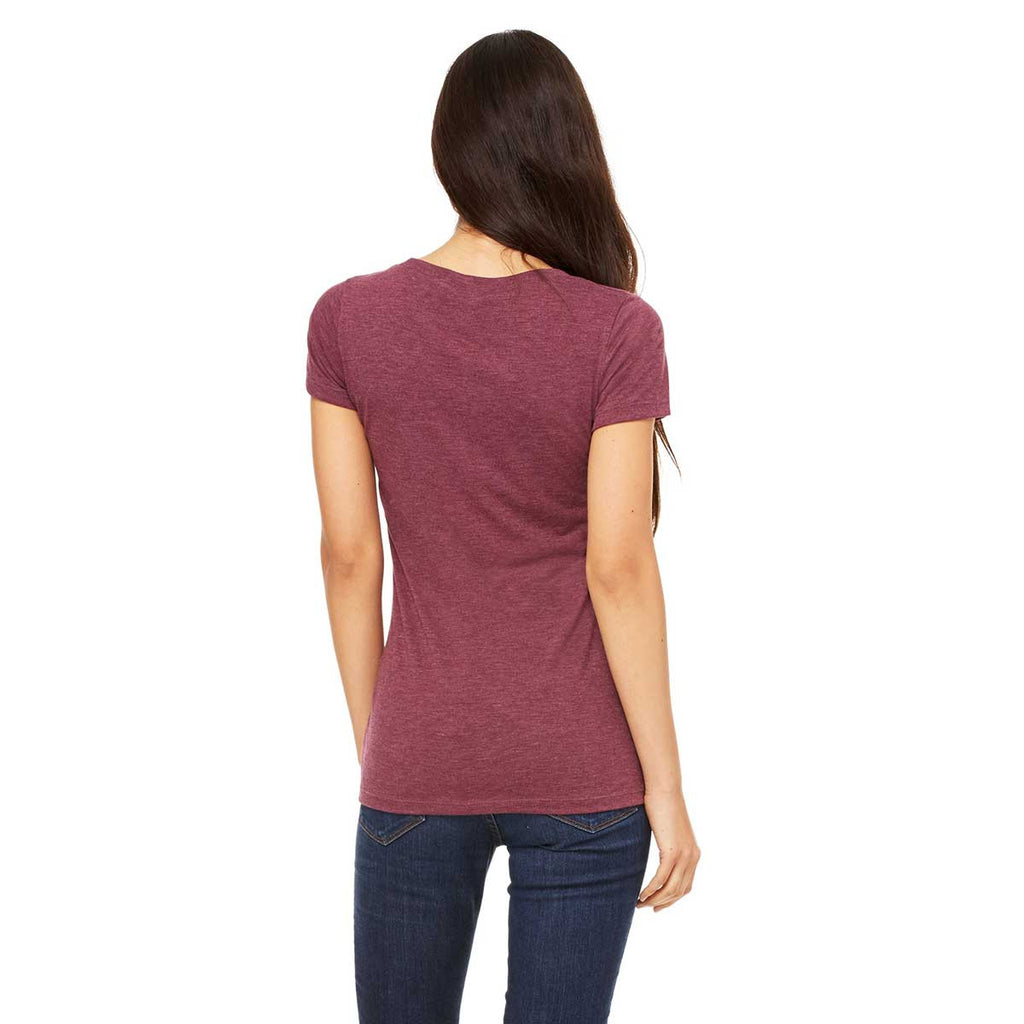 Bella + Canvas Women's Maroon Triblend Short-Sleeve T-Shirt