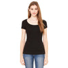 Bella + Canvas Women's Black Sheer Mini Rib Short-Sleeve Scoop Neck T-Shirt
