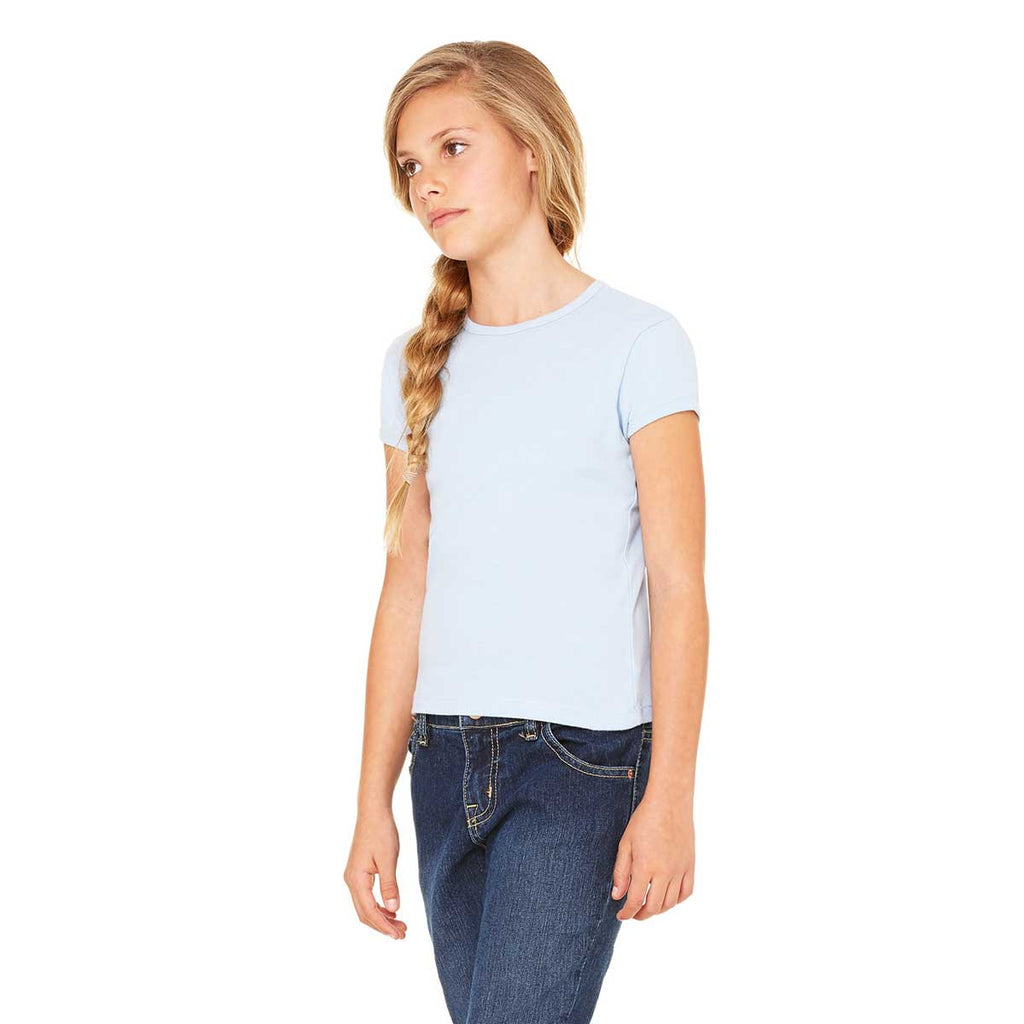 Bella + Canvas Girl's Baby Blue Stretch Rib Short-Sleeve T-Shirt